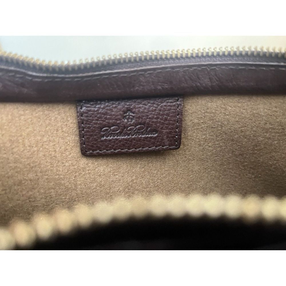 Vintage Brooks Brothers Beige Plaid Italian Leather Baguette Shoulder Bag - Picture 8 of 8